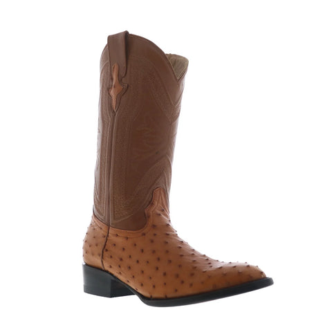 Ferrini Full Quill Ostrich R-Toe 1011102 Mens Brown Cowboy Western Boots