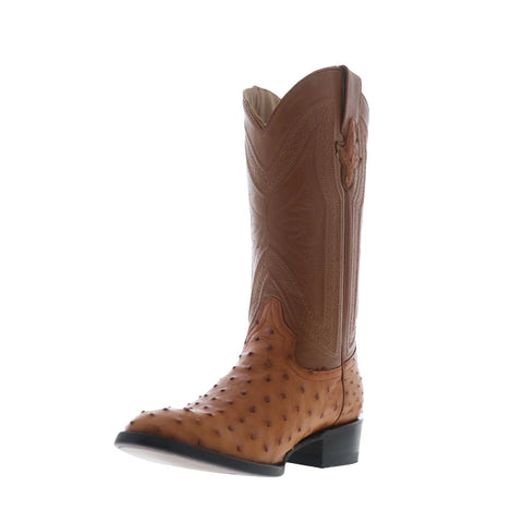Ferrini Full Quill Ostrich R-Toe 1011102 Mens Brown Cowboy Western Boots
