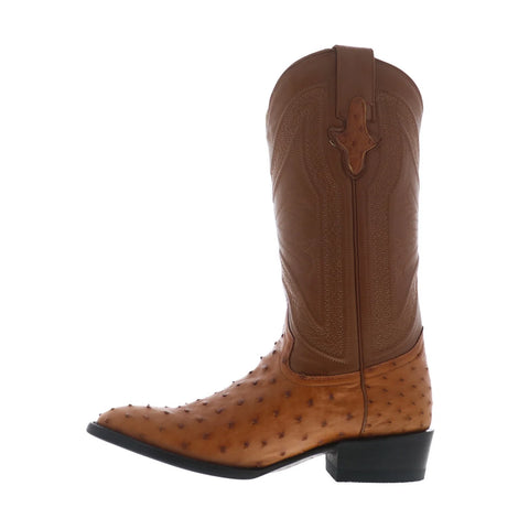 Ferrini Full Quill Ostrich R-Toe 1011102 Mens Brown Cowboy Western Boots