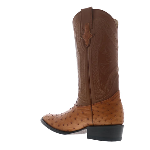 Ferrini Full Quill Ostrich R-Toe 1011102 Mens Brown Cowboy Western Boots