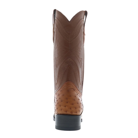 Ferrini Full Quill Ostrich R-Toe 1011102 Mens Brown Cowboy Western Boots