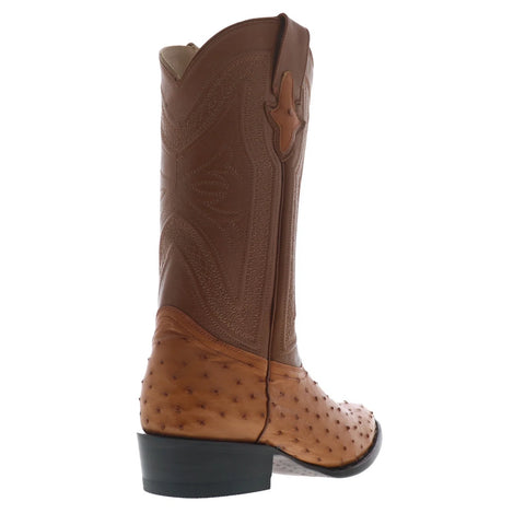 Ferrini Full Quill Ostrich R-Toe 1011102 Mens Brown Cowboy Western Boots