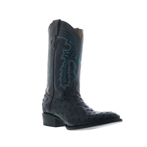 Ferrini Full Quill Ostrich R-Toe 1011104 Mens Black Cowboy Western Boots