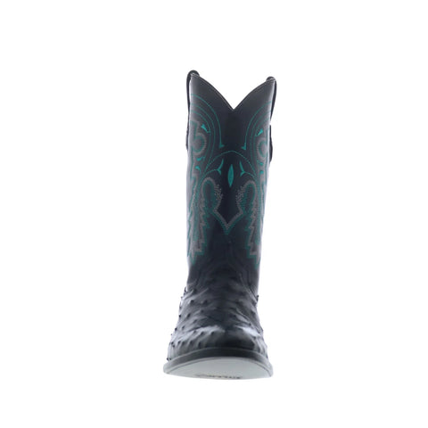Ferrini Full Quill Ostrich R-Toe 1011104 Mens Black Cowboy Western Boots