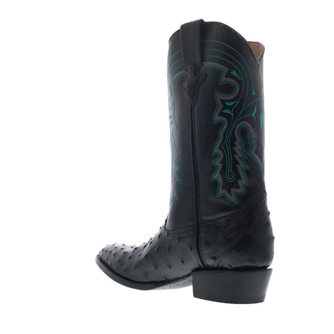 Ferrini Full Quill Ostrich R-Toe 1011104 Mens Black Cowboy Western Boots