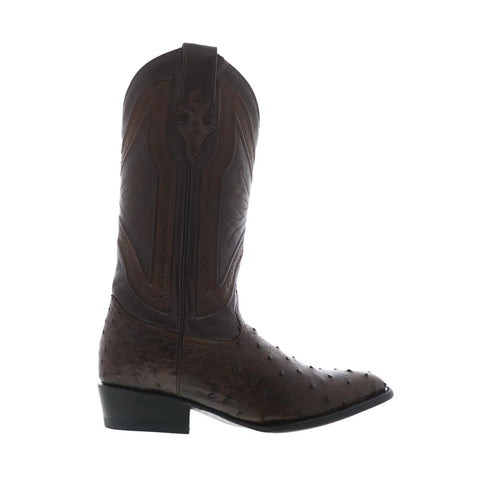 Ferrini Full Quill Ostrich R-Toe 1011107 Mens Brown Cowboy Western Boots