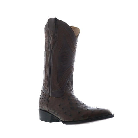 Ferrini Full Quill Ostrich R-Toe 1011107 Mens Brown Cowboy Western Boots