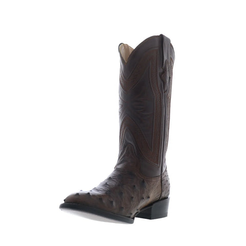 Ferrini Full Quill Ostrich R-Toe 1011107 Mens Brown Cowboy Western Boots