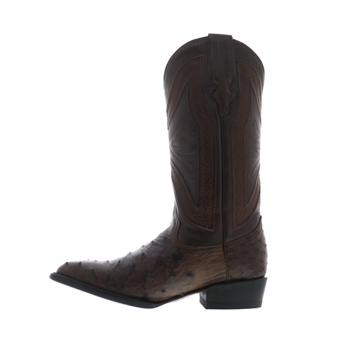 Ferrini Full Quill Ostrich R-Toe 1011107 Mens Brown Cowboy Western Boots