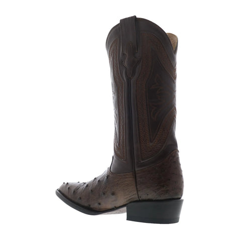 Ferrini Full Quill Ostrich R-Toe 1011107 Mens Brown Cowboy Western Boots