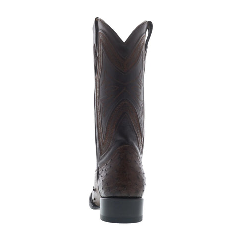 Ferrini Full Quill Ostrich R-Toe 1011107 Mens Brown Cowboy Western Boots