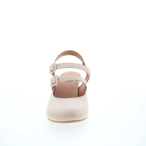 Miz Mooz Francie Womens Beige Leather Hook & Loop Strap Heels Shoes