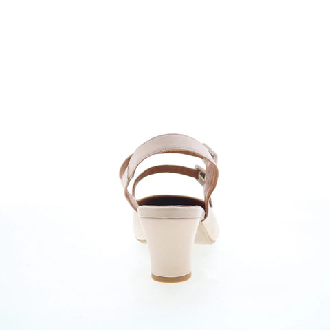 Miz Mooz Francie Womens Beige Leather Hook & Loop Strap Heels Shoes