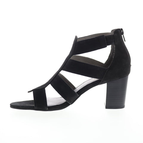 David Tate Francis Womens Black Narrow Nubuck Zipper Strap Heels Shoes