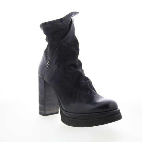 A.S. 98 Frannie Womens Black Leather Zipper Ankle & Booties Boots