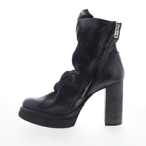 A.S. 98 Frannie Womens Black Leather Zipper Ankle & Booties Boots
