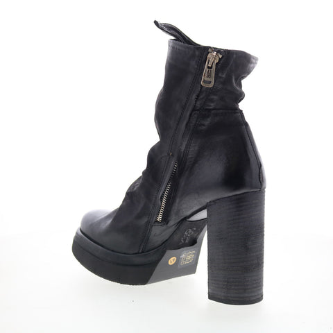 A.S. 98 Frannie Womens Black Leather Zipper Ankle & Booties Boots
