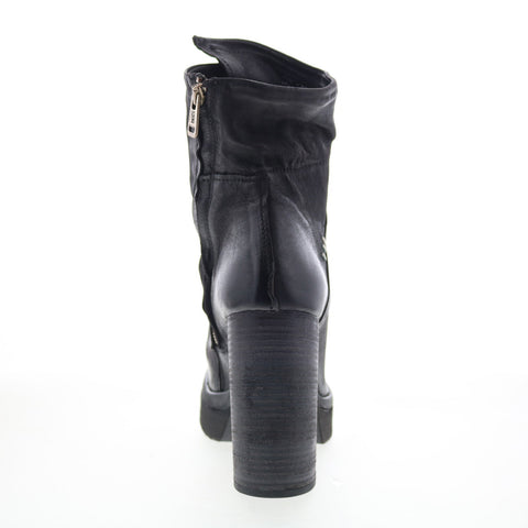 A.S. 98 Frannie Womens Black Leather Zipper Ankle & Booties Boots