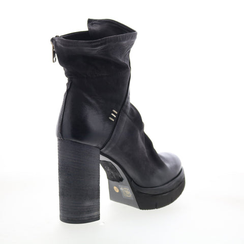 A.S. 98 Frannie Womens Black Leather Zipper Ankle & Booties Boots
