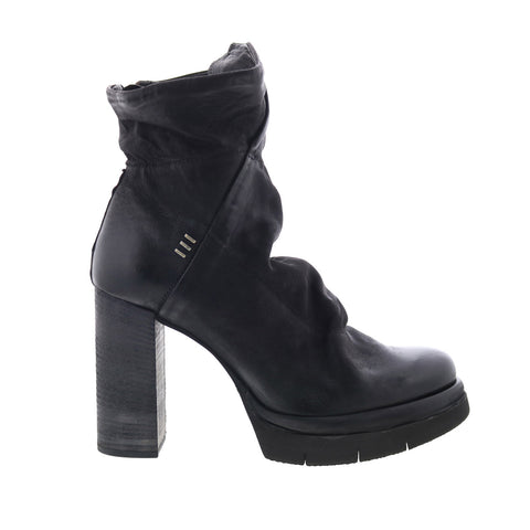 A.S. 98 Frannie Womens Black Leather Zipper Ankle & Booties Boots