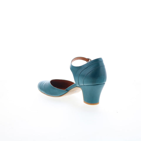 Miz Mooz Frenchy-EU Womens Blue Leather Hook & Loop Pumps Heels Shoes