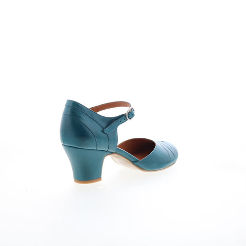 Miz Mooz Frenchy-EU Womens Blue Leather Hook & Loop Pumps Heels Shoes