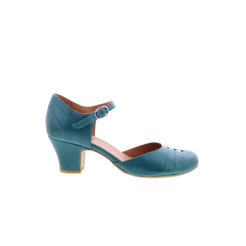 Miz Mooz Frenchy-EU Womens Blue Leather Hook & Loop Pumps Heels Shoes
