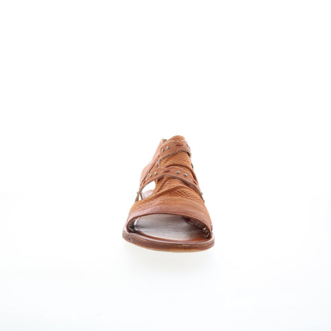 Miz Mooz Francy Womens Brown Leather Zipper Strap Sandals Shoes