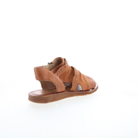 Miz Mooz Francy Womens Brown Leather Zipper Strap Sandals Shoes