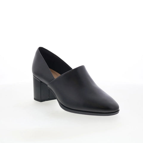 Clarks Freva 55 Lily 26172053 Womens Black Leather Slip On Pumps Heels Shoes