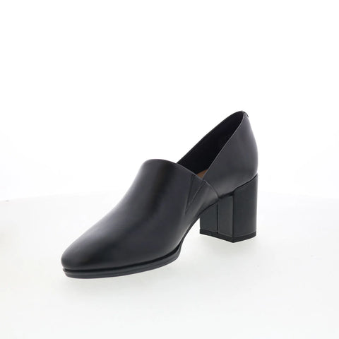 Clarks Freva 55 Lily 26172053 Womens Black Leather Slip On Pumps Heels Shoes
