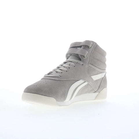 Reebok F/S HI Womens Gray Suede Lace Up Lifestyle Sneakers Shoes