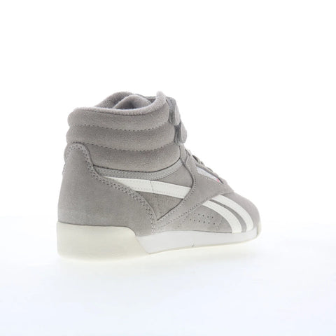 Reebok F/S HI Womens Gray Suede Lace Up Lifestyle Sneakers Shoes