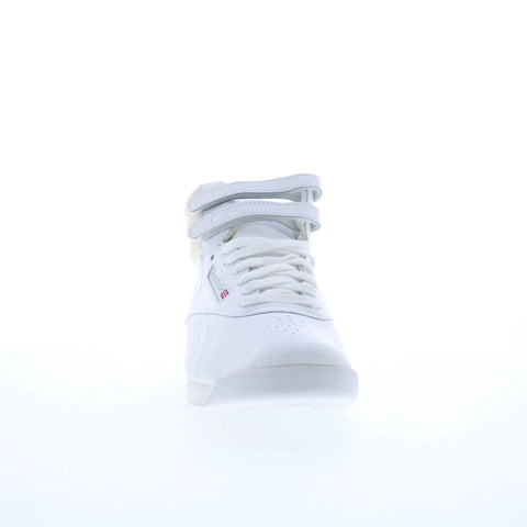 Reebok F/S HI Womens White Leather Lace Up Lifestyle Sneakers Shoes