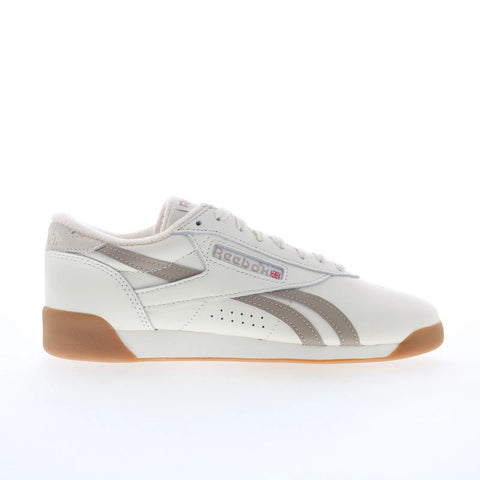 Reebok F/S LO Womens White Leather Lace Up Lifestyle Sneakers Shoes