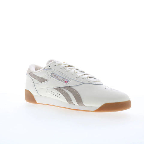 Reebok F/S LO Womens White Leather Lace Up Lifestyle Sneakers Shoes