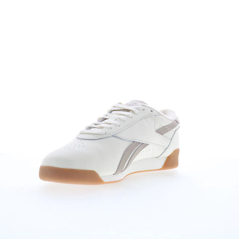 Reebok F/S LO Womens White Leather Lace Up Lifestyle Sneakers Shoes