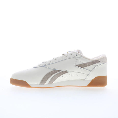 Reebok F/S LO Womens White Leather Lace Up Lifestyle Sneakers Shoes