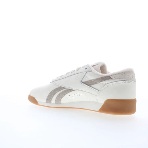 Reebok F/S LO Womens White Leather Lace Up Lifestyle Sneakers Shoes