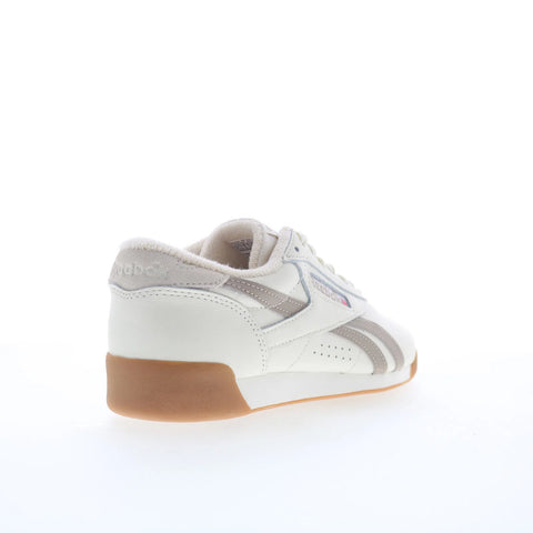 Reebok F/S LO Womens White Leather Lace Up Lifestyle Sneakers Shoes