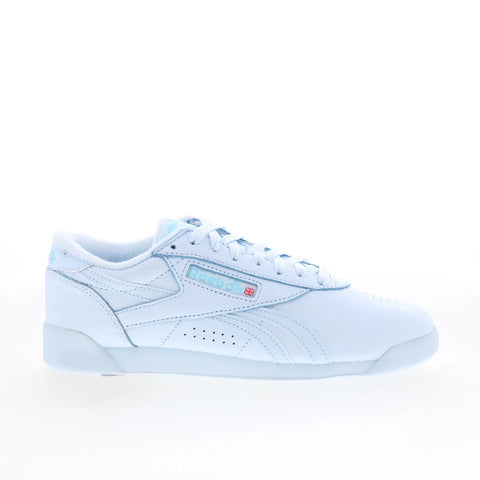Reebok F/S LO Womens Blue Leather Lace Up Lifestyle Sneakers Shoes