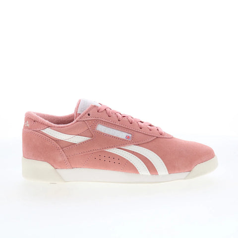 Reebok F/S LO Womens Pink Suede Lace Up Lifestyle Sneakers Shoes
