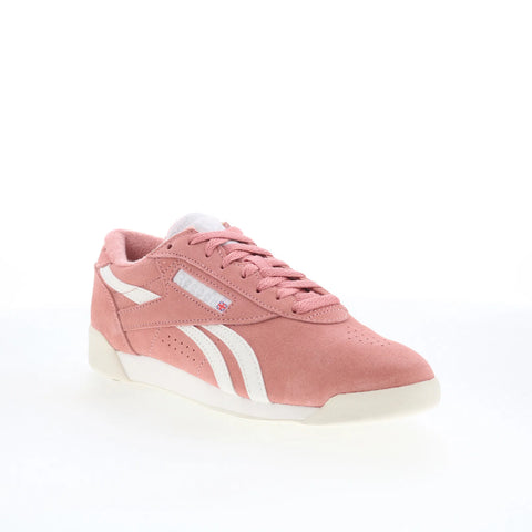 Reebok F/S LO Womens Pink Suede Lace Up Lifestyle Sneakers Shoes
