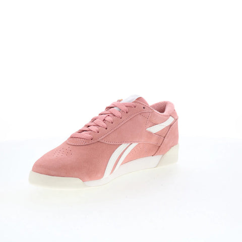 Reebok F/S LO Womens Pink Suede Lace Up Lifestyle Sneakers Shoes