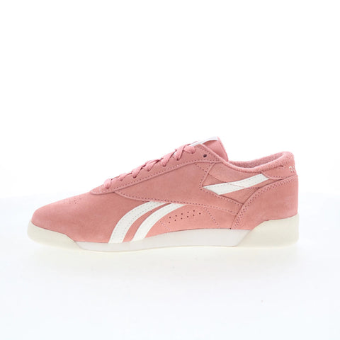 Reebok F/S LO Womens Pink Suede Lace Up Lifestyle Sneakers Shoes