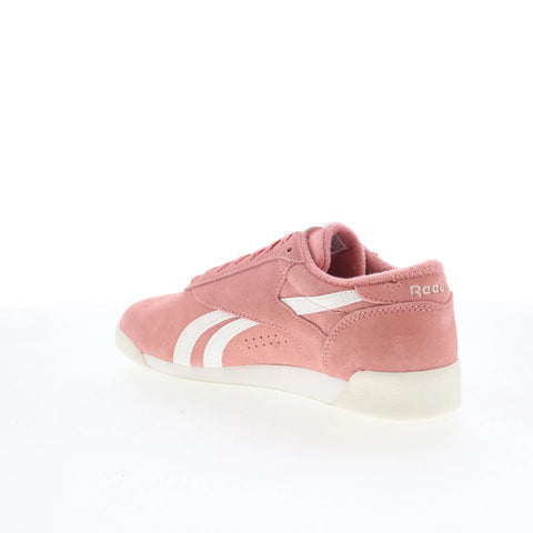 Reebok F/S LO Womens Pink Suede Lace Up Lifestyle Sneakers Shoes