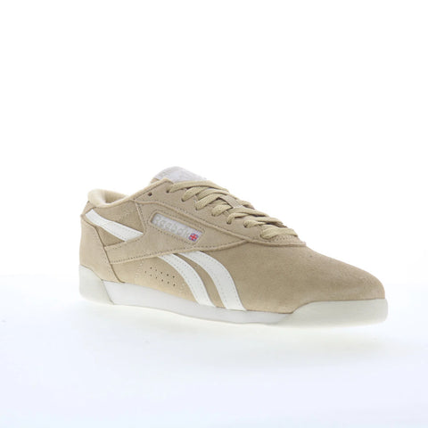 Reebok F/S LO Womens Beige Suede Lace Up Lifestyle Sneakers Shoes