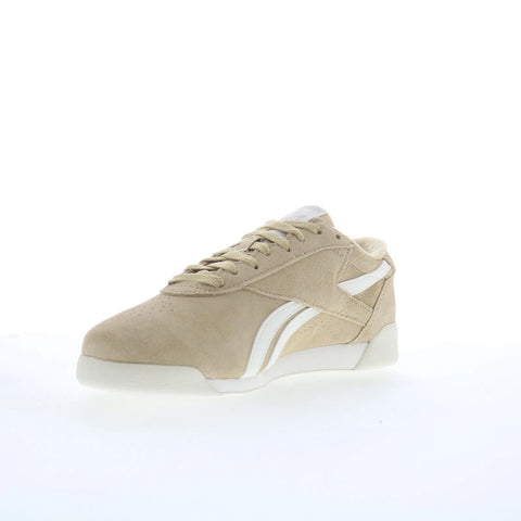 Reebok F/S LO Womens Beige Suede Lace Up Lifestyle Sneakers Shoes