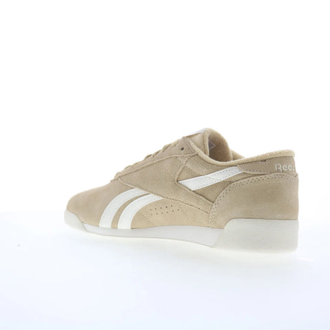Reebok F/S LO Womens Beige Suede Lace Up Lifestyle Sneakers Shoes