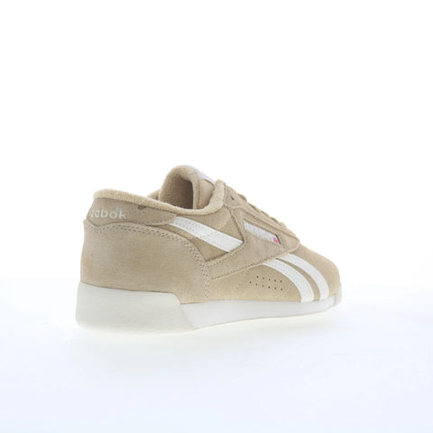 Reebok F/S LO Womens Beige Suede Lace Up Lifestyle Sneakers Shoes